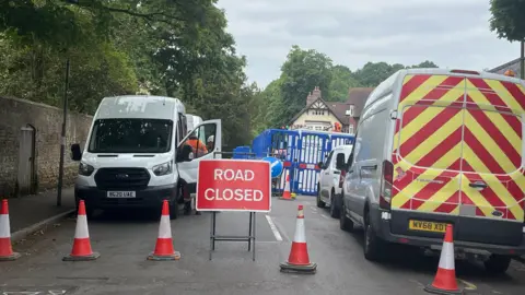 BBC/Julia Gregory Station Road in Bramley closed for roadworks