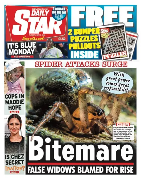 The headline on the front page of the Daily Star reads: “Bitemare”.