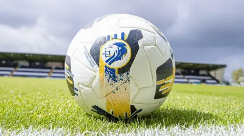 A football at St Mirren's SMiSA ground