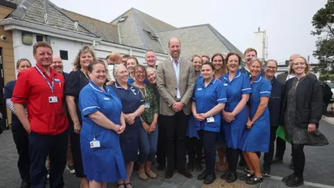PA Media The Prince of Wales, also known as the Duke of Cornwall, during his visit to the the Isles of Scilly Hospital in St Mary's to meet staff and patients