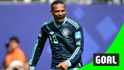 Leroy Sane celebrates scoring against Ecuador