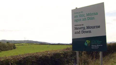 BBC One of the Newry, Mourne and Down District Council bilingual signs