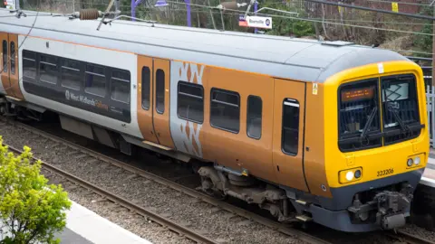 West Midlands Railway train at Bourneville station in Birmingham