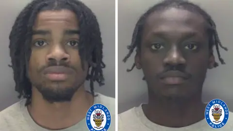 West Midlands Police A police mugshot of Fabio Bandarrinha and Aaron Osei (right). Both are in grey t-shirts and in front a neutral grey wall