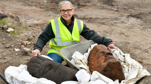 Carolyn Veit, a volunteer at a Roman dig in Carlisle, 