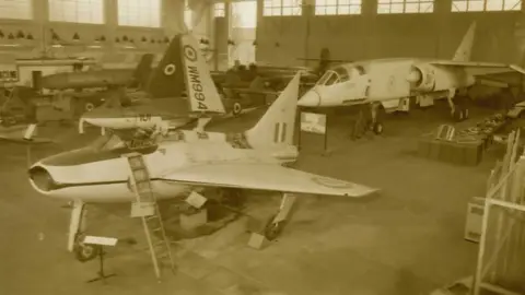 Cranfield University Aircraft museum in the Design hangar, 1968