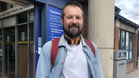 Victoria Scheer/BBC Jim Griffin at Barnsley station