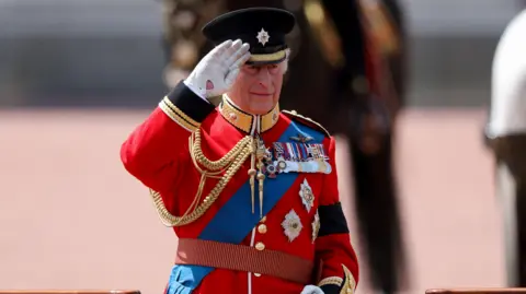Reuters The King can be seen in his uniform at Trooping of the Colour