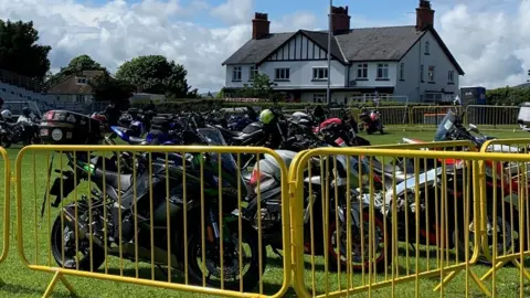 BBC Bikes parked at TT grandstand