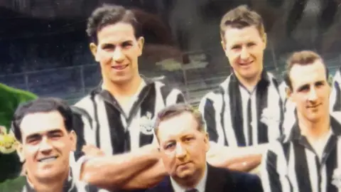 Handout Football picture of Newcastle United's 1952 FA Cup winning team which pictures George Robledo wearing the famous black and white shirt of Newcastle.