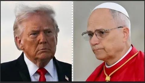 Composite image of President Trump and Pope Leo