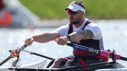 Benjamin Pritchard of Great Britain team compete in Men's Single Sculls - PR1M1x repechage race during the European Rowing Championships 2024 at National Canoeing and Rowing Olympic Center on April 26, 2024 in Szeged, Hungary.