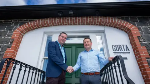 Dr Ciarán Reilly from. Maynooth University and Dermot Friel at the new visitor centre