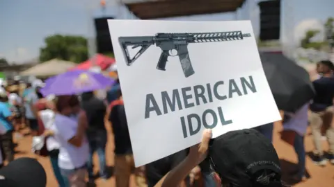 Getty Images Mr O'Rourke supports a ban on assault rifles