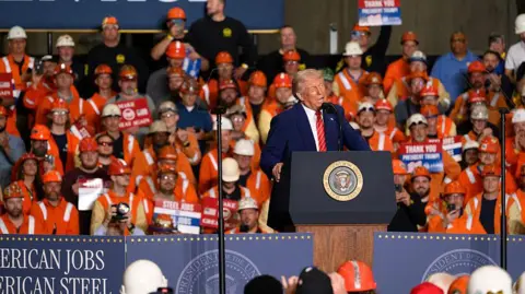 Donald Trump speaking at a rally in Pittsburgh, Pennsylvania