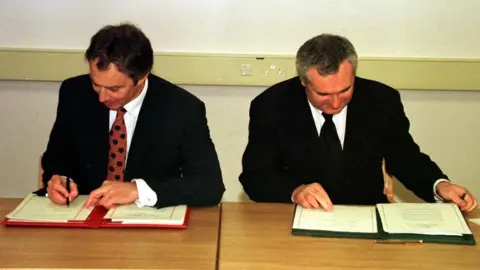 PA Tony Blair and Irish Taoiseach Bertie Ahern