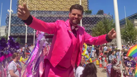 BBC A man at Pride 2023 in Birmingham