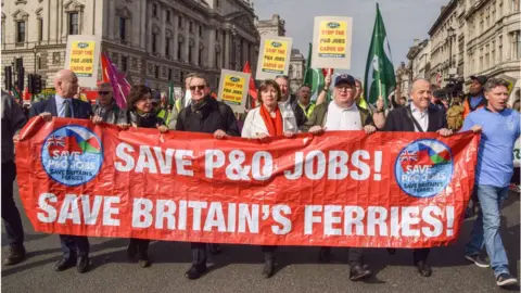 Getty Images Protestors marched through London on Monday