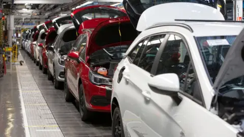 Vauxhall cars on production line at Ellesmere Port.