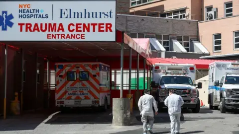 Getty Images Elmhurst Hospital Center is seen in Brooklyn, New York, United States on April 1, 2020. New York is the U.S. state worst-hit by the pandemic