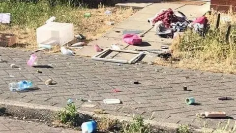 SCAS Debris outside the house following the emergency call in Eastleigh