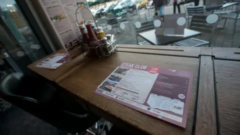 PA Menu from Wetherspoon pub promoting steak night