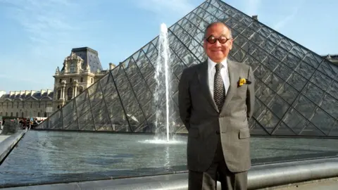 AFP I M Pei on the 10th anniversary of The Pyramid of the Louvre, April 1999
