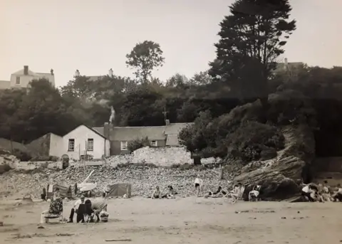 Griffiths family photography 17 and 18 Railway Street cottages are pictured by the Monterey Cypress tree