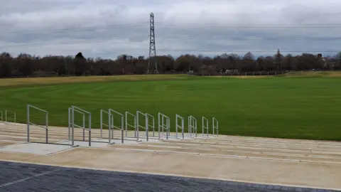 LDRS Terraces and the outfield at the new cricket ground