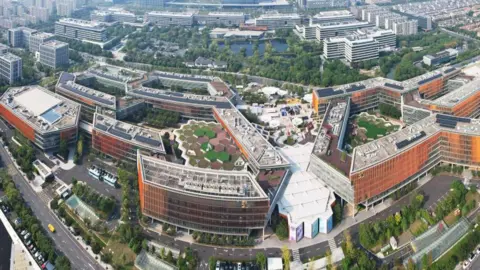 Getty Images display the aerial show Alibaba Digital Eco Innovation in Hangzhou, China