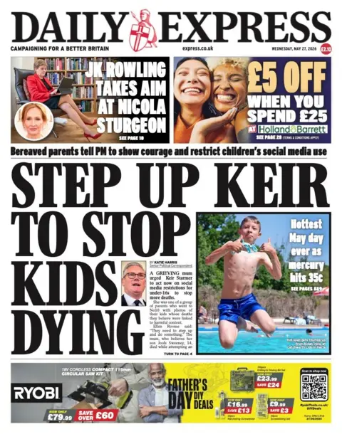"Step up Keir to stop kids dying" reads the headline on the front page of the Daily Express.