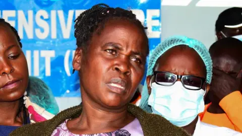 Reuters Agnes Cheptegei, the mother of Ugandan athlete Rebecca Cheptegei who died after her boyfriend set her on fire, speaks in Eldoret, Kenya – September 5, 2024