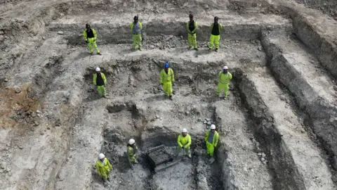 MOLA Archaeologists working at a site on the A428