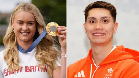 PA Media Composite image. Hannah Scott in Team GB kit. She has long blonde hair and is holding a gold medal. Jack McMillian in orange Team GB hoody. He is smiling and has brown hair.