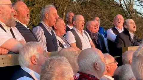 The choir after setting off on their musical journey along the Cleveland Way