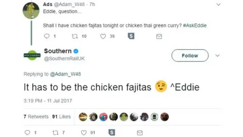 @Adam_W48/Twitter Shall I have chicken fajitas tonight or chicken thai green curry? #AskEddie It has to be the chicken fajitas 😉 ^Eddie