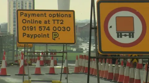 BBC Signage on run-up to the Tyne Tunnel