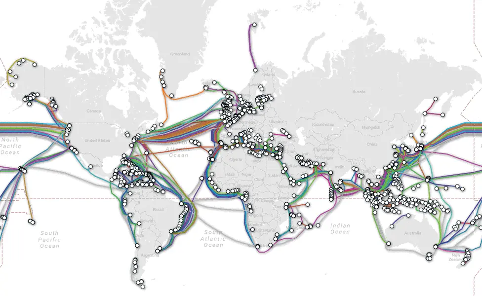 TeleGeography Map of the world's sub-marine cable network