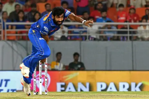 AFP Mumbai Indians' Jasprit Bumrah bowls during the Indian Premier League (IPL) Twenty20 cricket match between Punjab Kings and Mumbai Indians at the Maharaja Yadavindra Singh International Cricket Stadium in Mohali on April 18, 2024