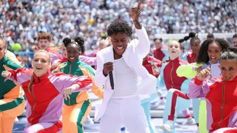  IShowSpeed performs during the closing ceremony before the FIFA World Cup 2026 Final match between Spain and Argentina at New York New Jersey Stadium 