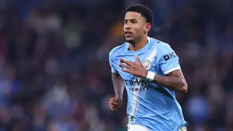 Savinho in action for Manchester City