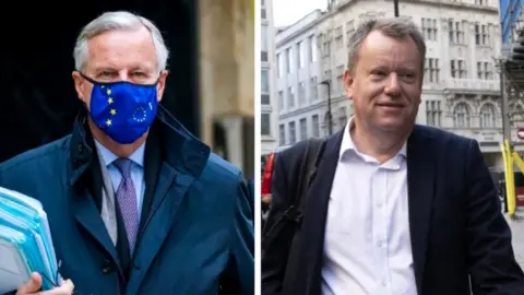 EPA Michel Barnier (L) and UK counterpart David Frost (R) have both spoken of big differences over a post-Brexit trade deal