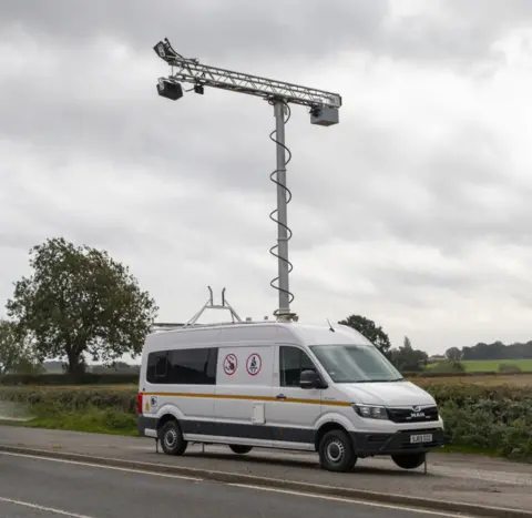 South Gloucestershire Council AI technology attached to van by roadside 