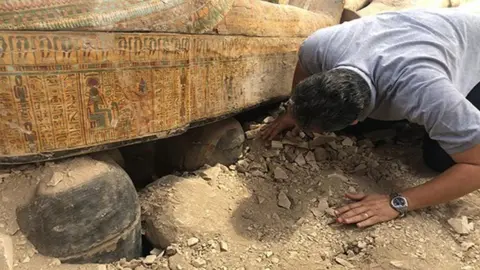 Egypt Antiquities Ministry Ancient Egyptian coffins uncovered at the Theban necropolis of Asasif, near Luxor