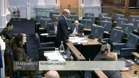 Houses of the Oireachtas Irish Foreign Minister Simon Coveney addressing the Seanad last year