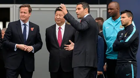 WPA Pool/Getty Images Xi Jinping visited the Manchester City Football Club in 2015