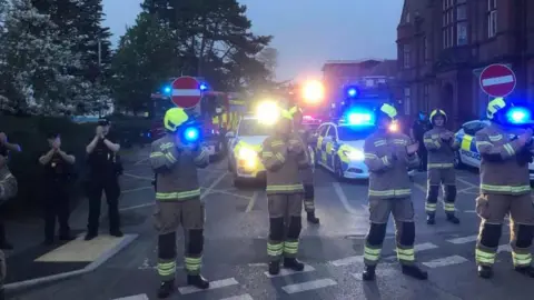 Bedfordshire Fire and Rescue Service Fire crews clapping