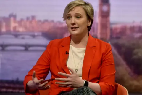 Stella Creasy, with an image of Big Ben in the background behind her