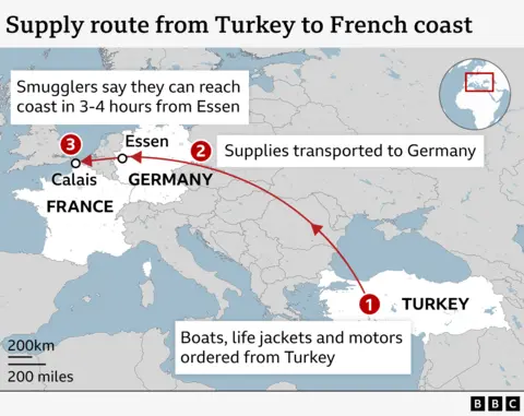  smugglers say they can reach French coast in 3 to 4 hours from Essen