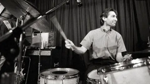 Brian Aris Drummer Charlie Watts on stage in Boston in 1981